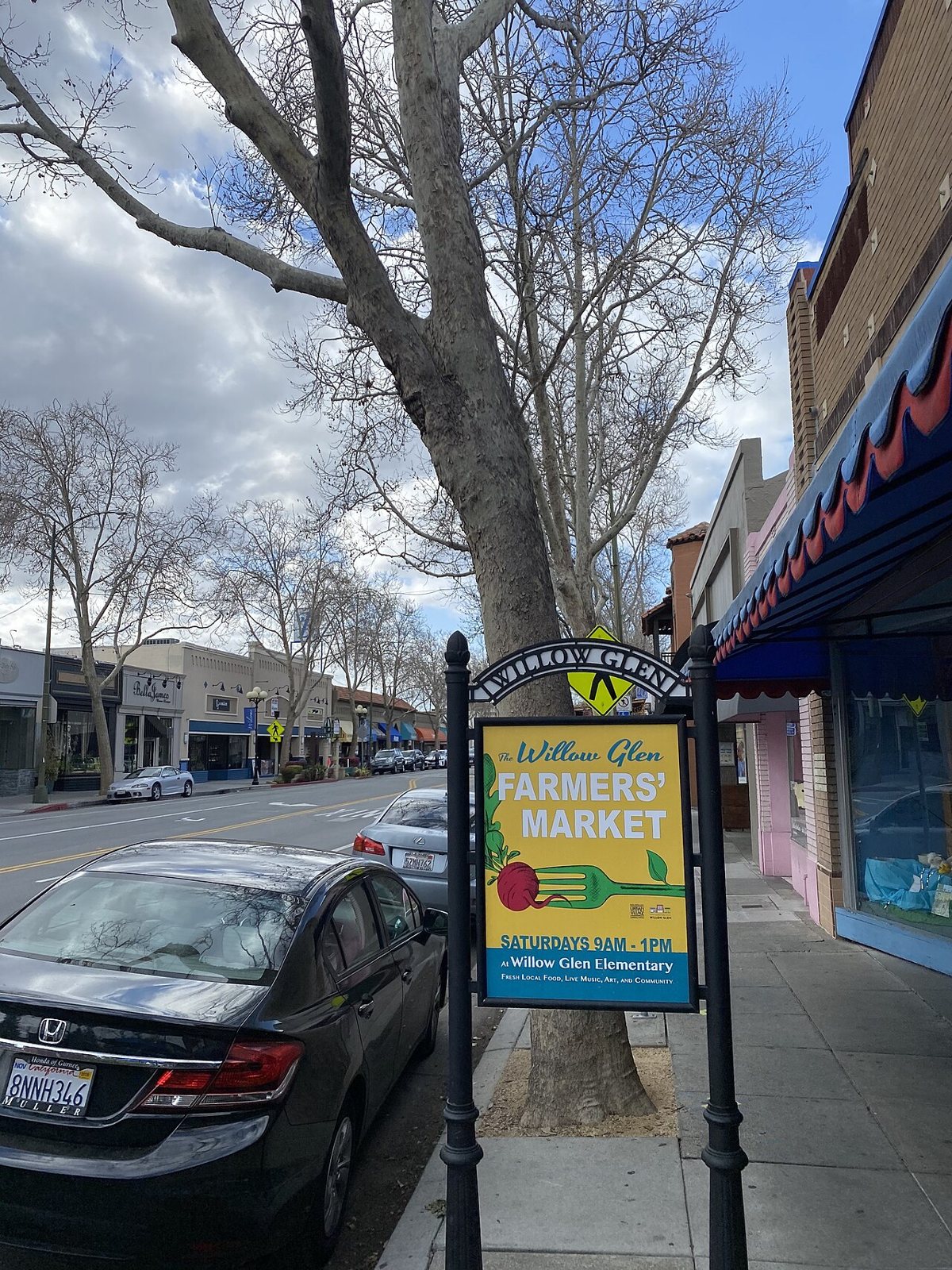 shops and sidewalks along Lincoln Avenue in Willow Glen